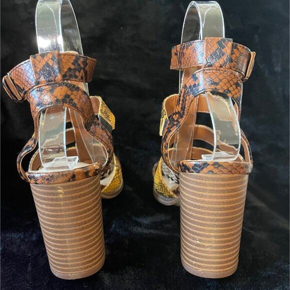 Aldo Women’s Strappy Snake Print Block Heel Sandals Size 7 Buckle Strap - Picture 6 of 10